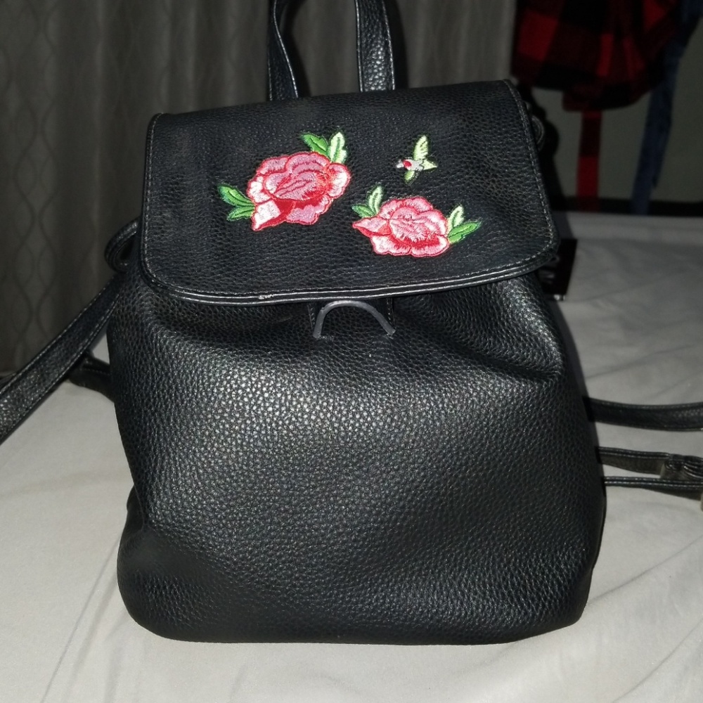Faux Leather Rose Backpack